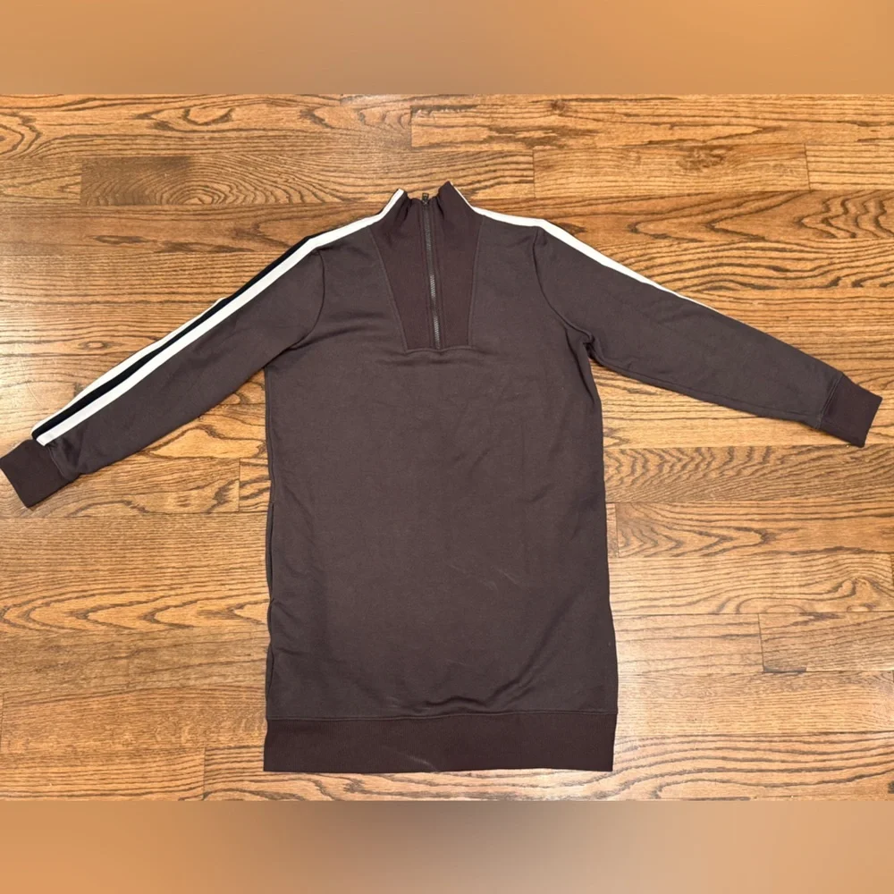 Athleta Brown Quarter-Zip Pullover Sweater w/ White Stripe – Size Medium